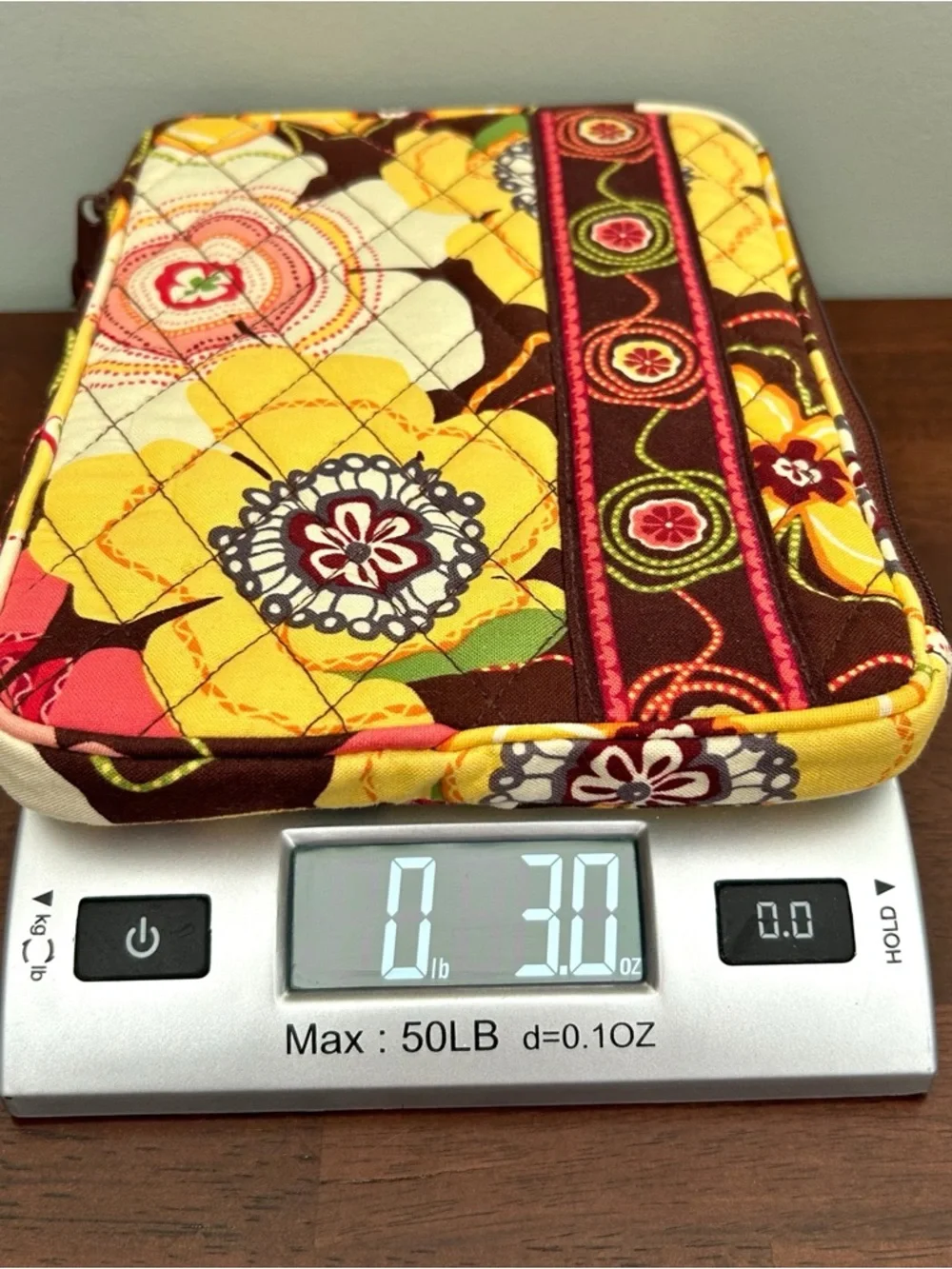 Vera Bradley Quilted E-Reader Tablet Case Sleeve Floral Brown Yellow Pink EUC
